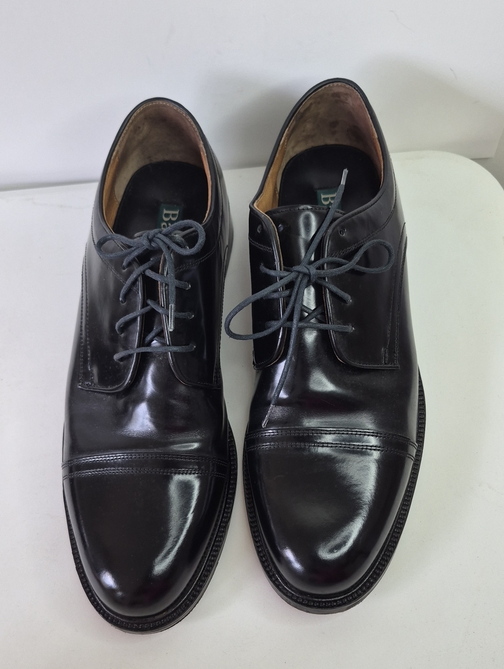 Bass Men's Black Leather  Cap-Toe Derby Shoes Size 13M